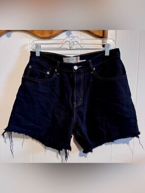 Levi's 560 Black High-Rise Frayed Hem Denim Shorts